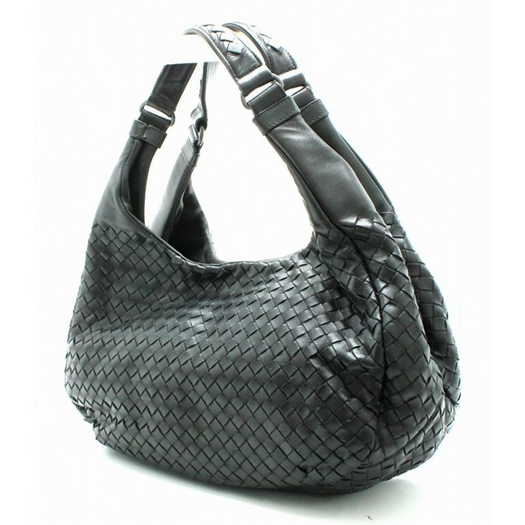 Bottega Veneta Black Intrecciato Shoulder Campana Bag